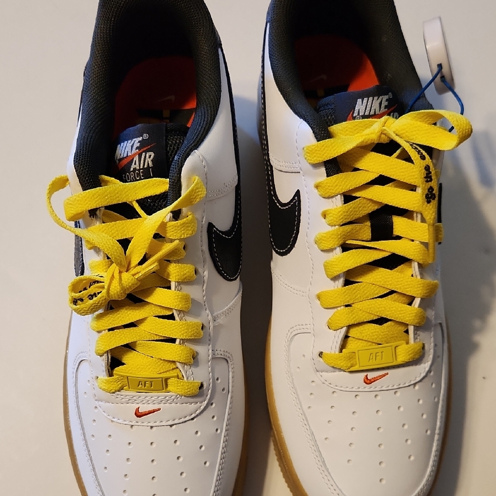 Nike Air Force 1 White and Yellow Sneakers